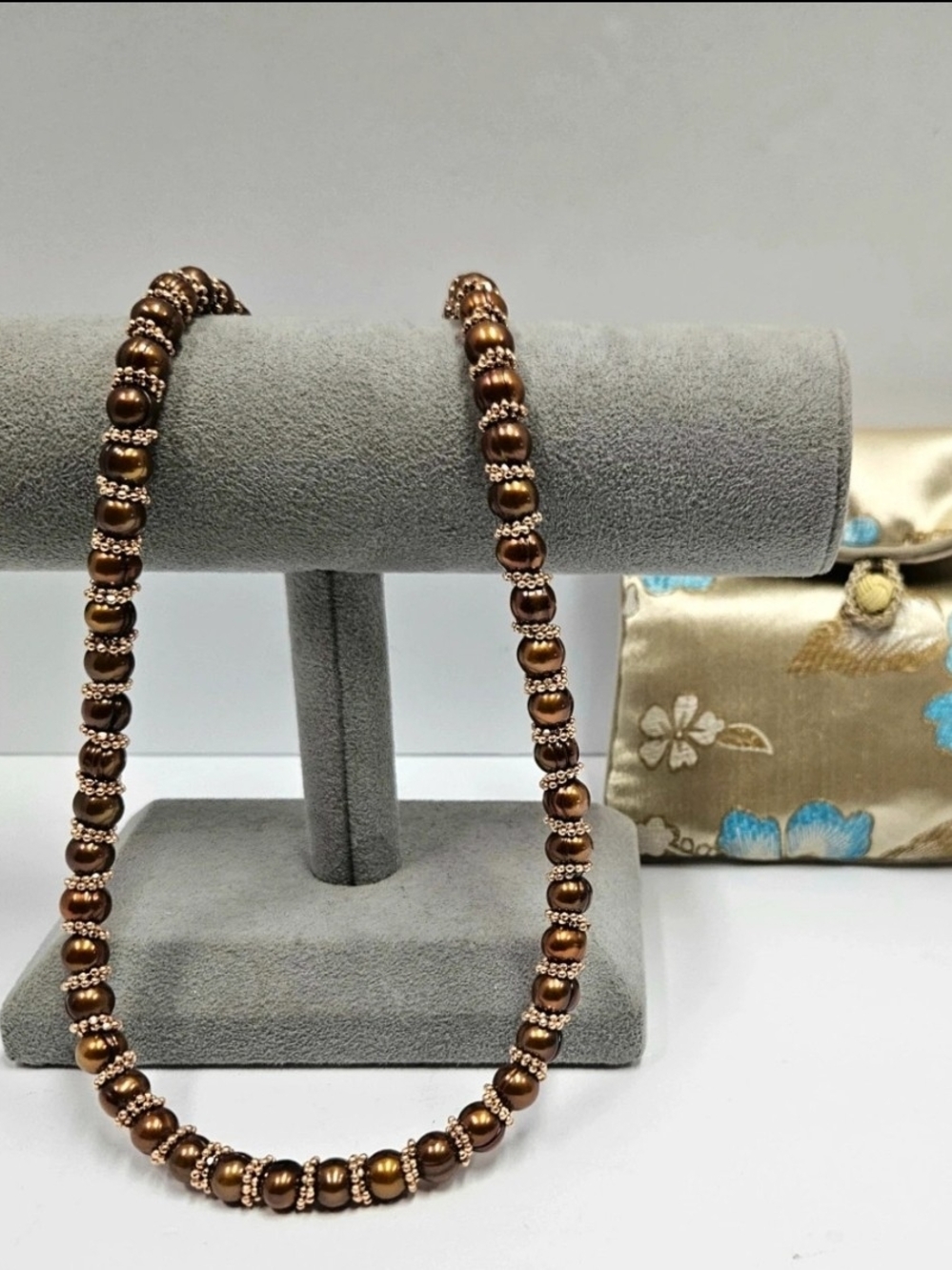 Honora Pearl Bronze Coloured Freshwater Pearl Necklace With 14k Gold Clasp 7-8mm
